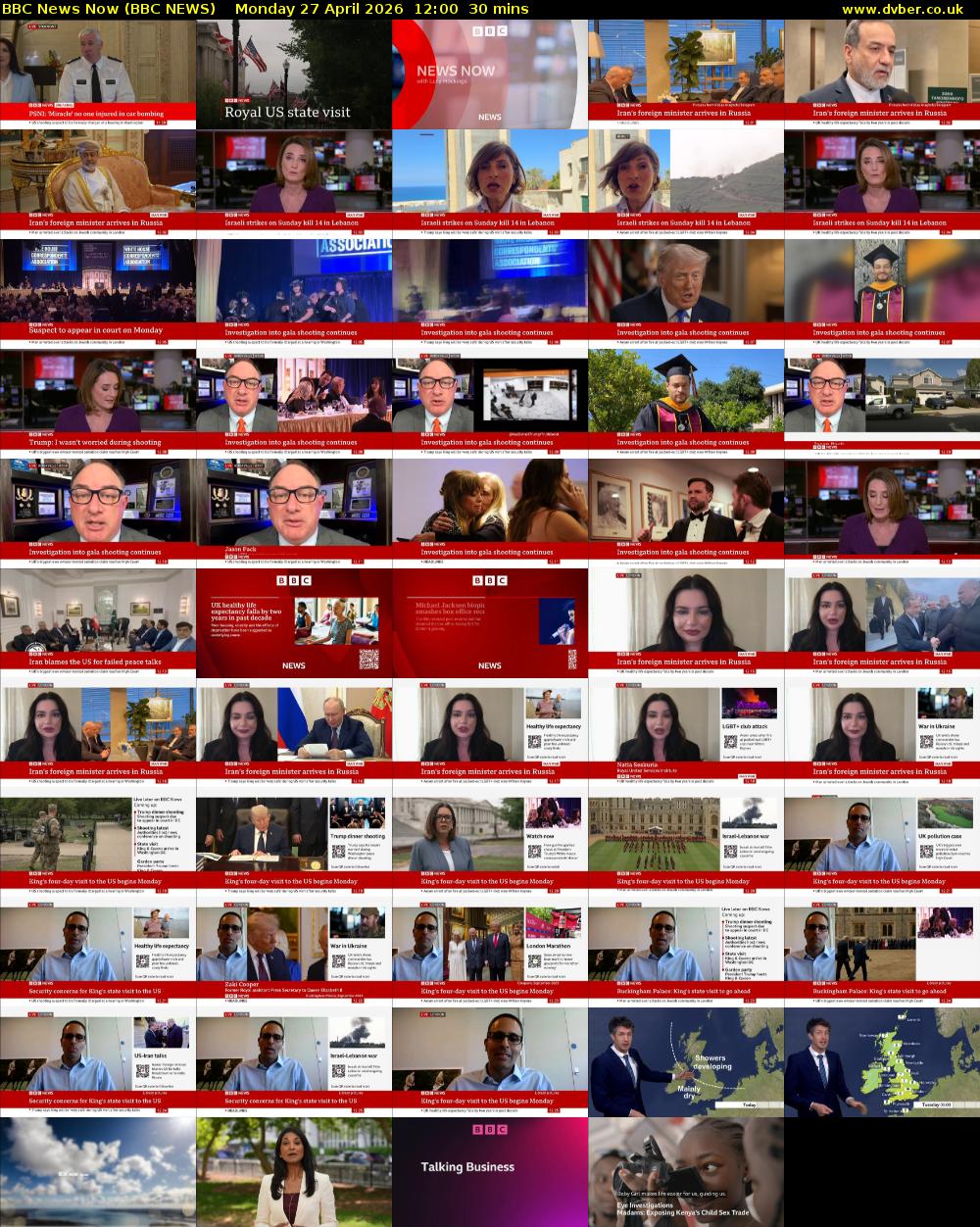BBC News Now (BBC NEWS) Monday 27 April 2026 12:00 - 12:30
