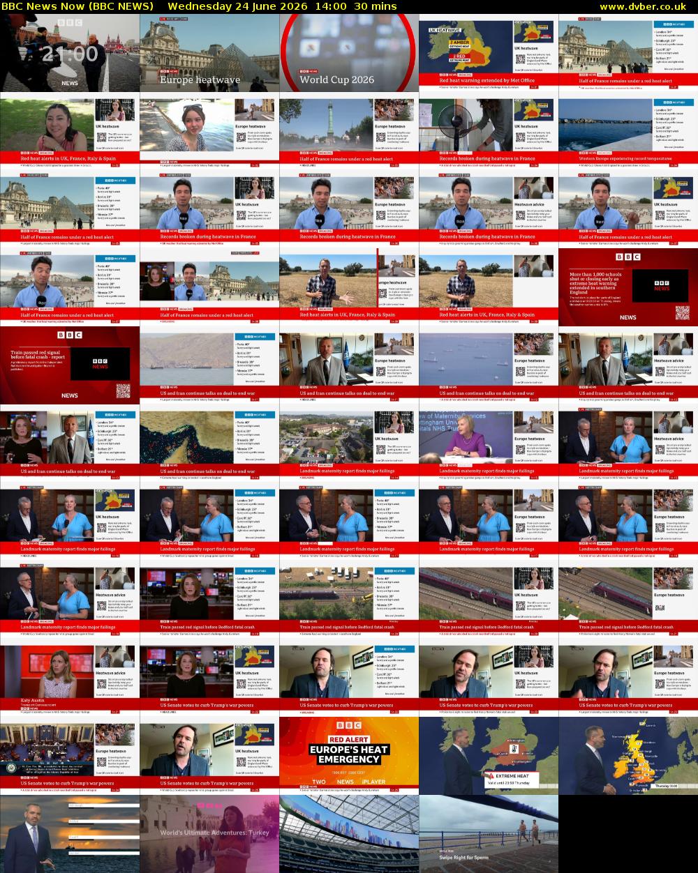 BBC News Now (BBC NEWS) Wednesday 24 June 2026 14:00 - 14:30
