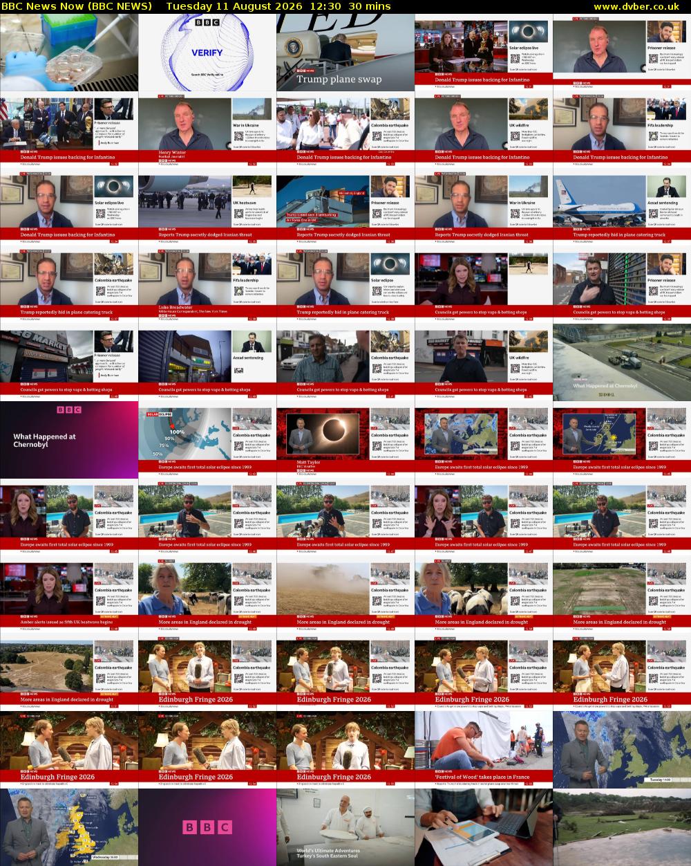 BBC News Now (BBC NEWS) Tuesday 11 August 2026 12:30 - 13:00