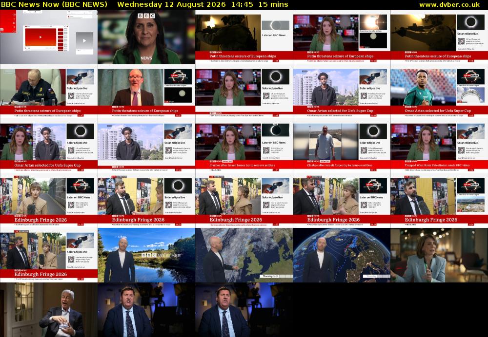 BBC News Now (BBC NEWS) Wednesday 12 August 2026 14:45 - 15:00