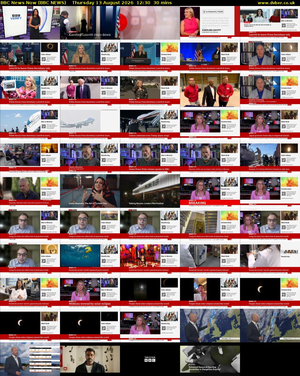 BBC News Now (BBC NEWS) Thursday 13 August 2026 12:30 - 13:00