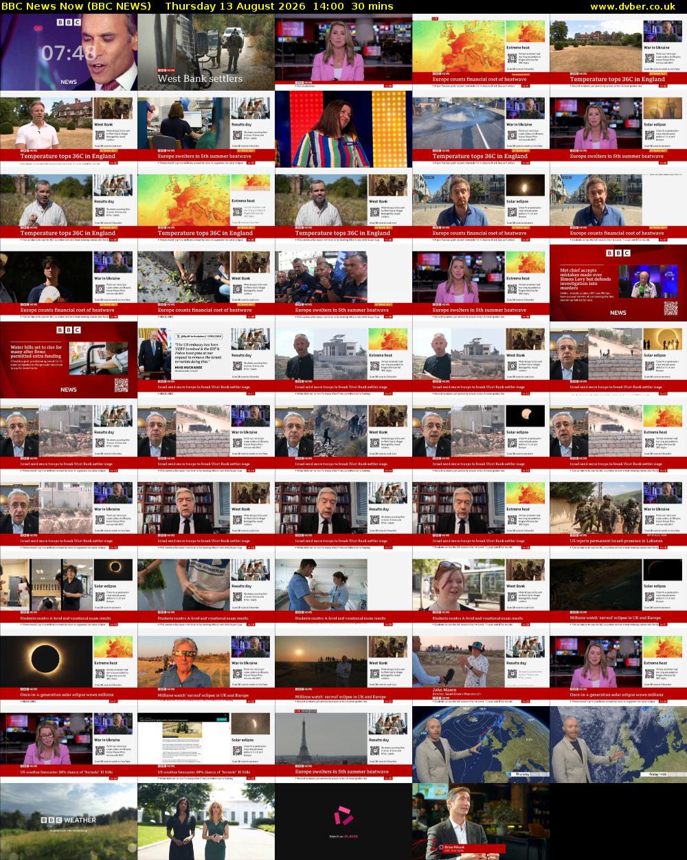 BBC News Now (BBC NEWS) Thursday 13 August 2026 14:00 - 14:30