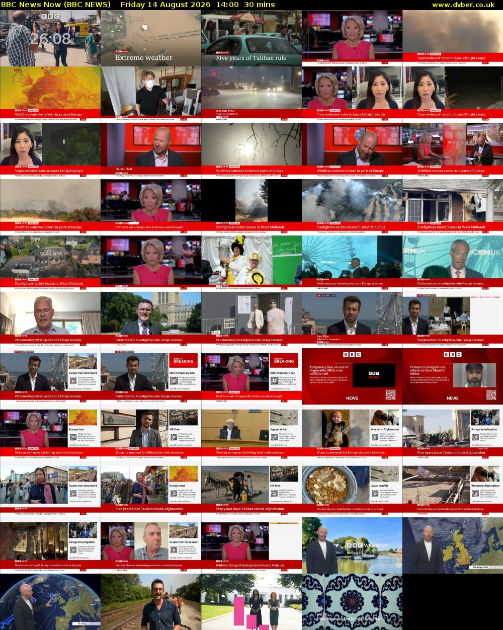 BBC News Now (BBC NEWS) Friday 14 August 2026 14:00 - 14:30