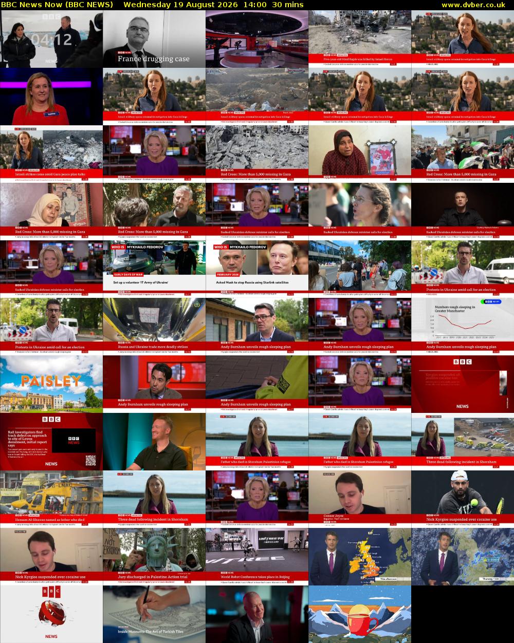 BBC News Now (BBC NEWS) Wednesday 19 August 2026 14:00 - 14:30