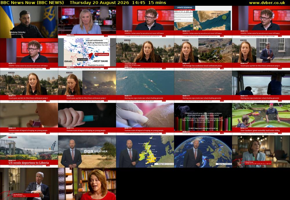 BBC News Now (BBC NEWS) Thursday 20 August 2026 14:45 - 15:00