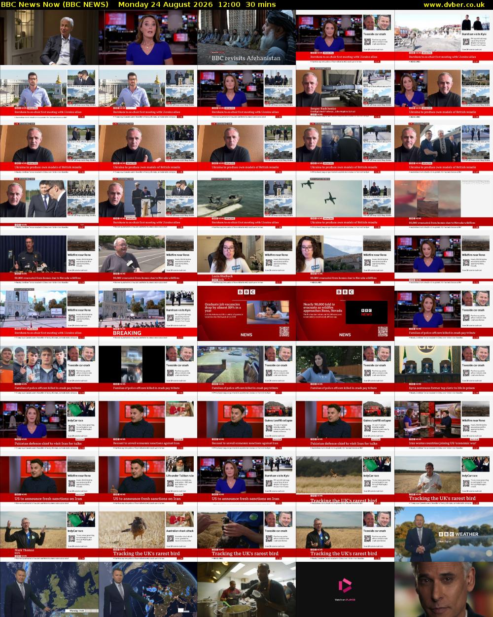 BBC News Now (BBC NEWS) Monday 24 August 2026 12:00 - 12:30