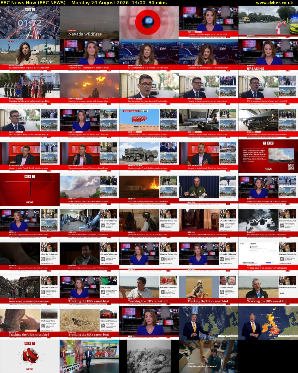 BBC News Now (BBC NEWS) Monday 24 August 2026 14:00 - 14:30