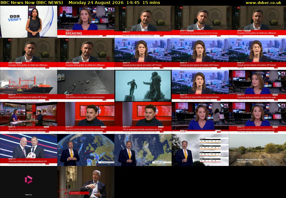 BBC News Now (BBC NEWS) Monday 24 August 2026 14:45 - 15:00