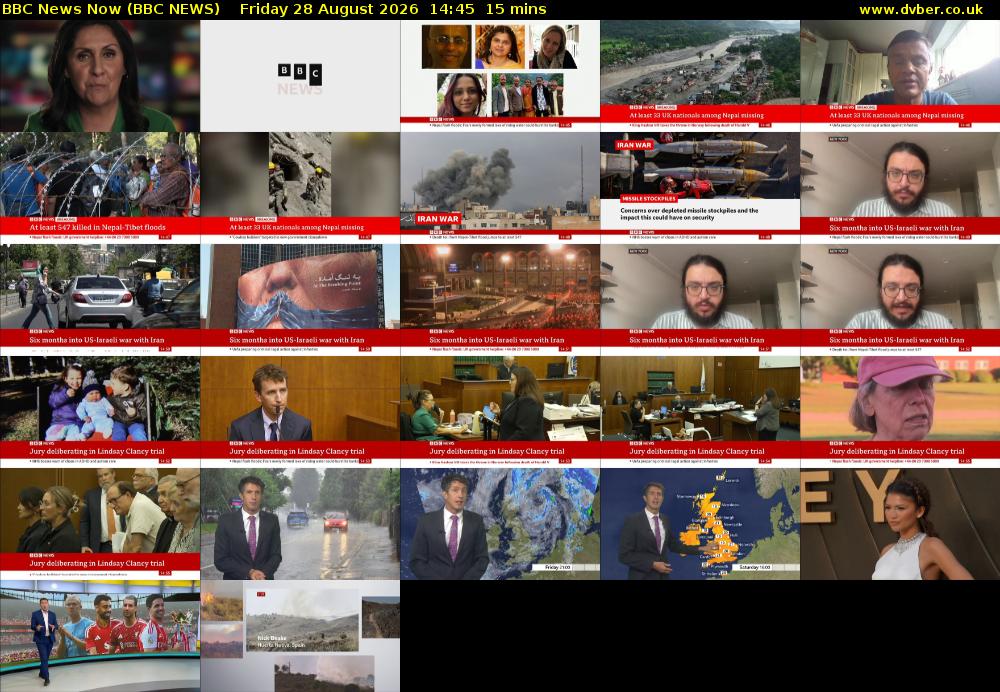 BBC News Now (BBC NEWS) Friday 28 August 2026 14:45 - 15:00