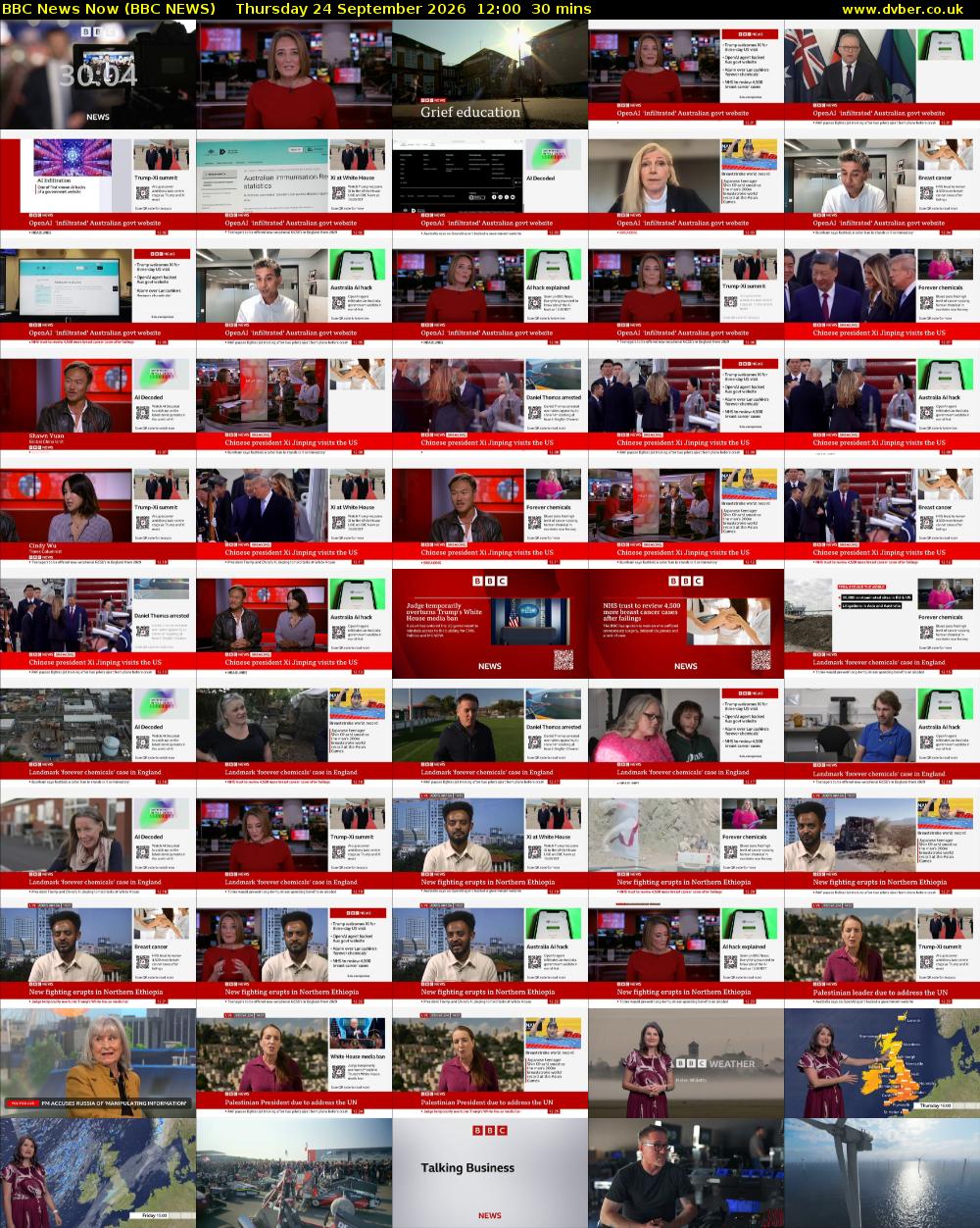 BBC News Now (BBC NEWS) Thursday 24 September 2026 12:00 - 12:30