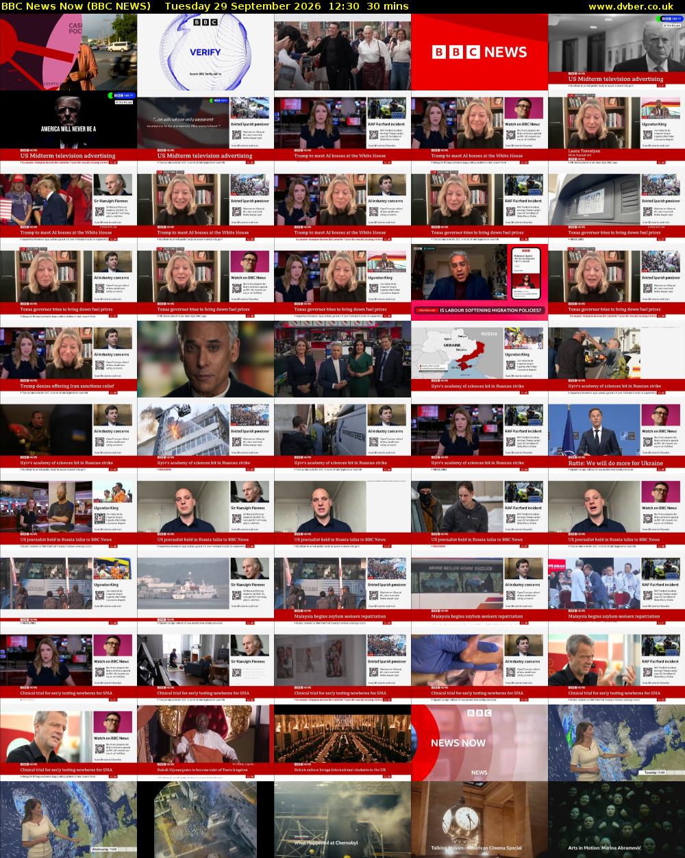 BBC News Now (BBC NEWS) Tuesday 29 September 2026 12:30 - 13:00