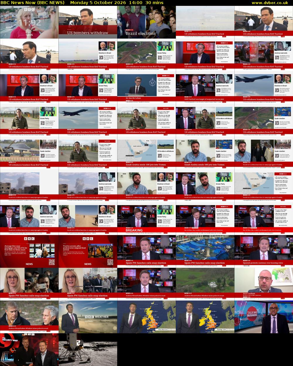 BBC News Now (BBC NEWS) Monday 5 October 2026 14:00 - 14:30