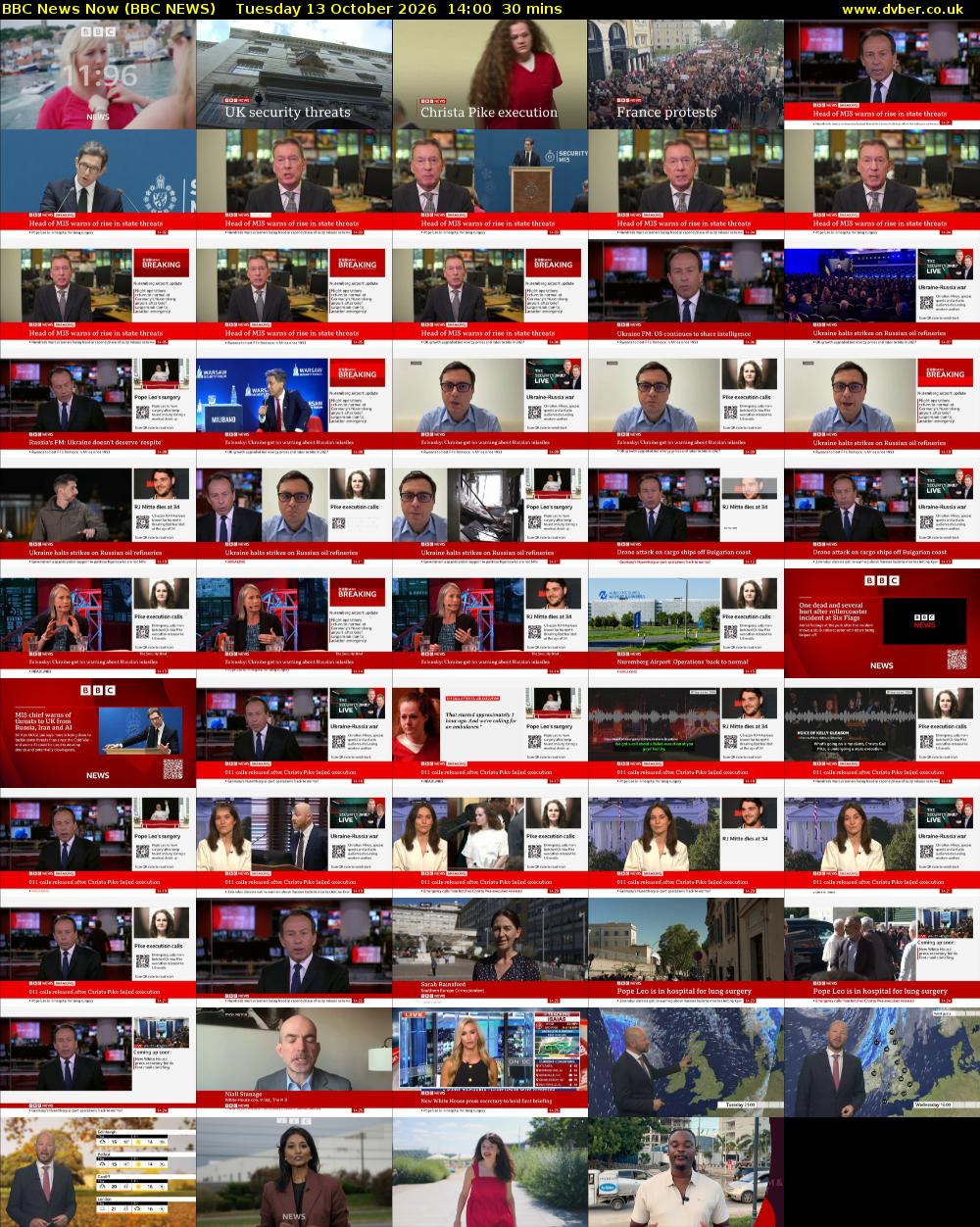 BBC News Now (BBC NEWS) Tuesday 13 October 2026 14:00 - 14:30