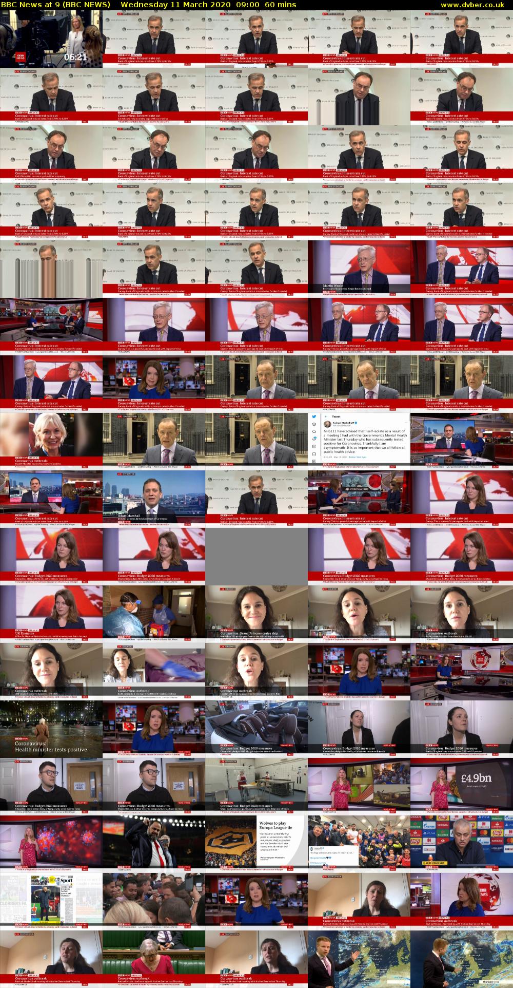 BBC News at 9 (BBC NEWS) Wednesday 11 March 2020 09:00 - 10:00