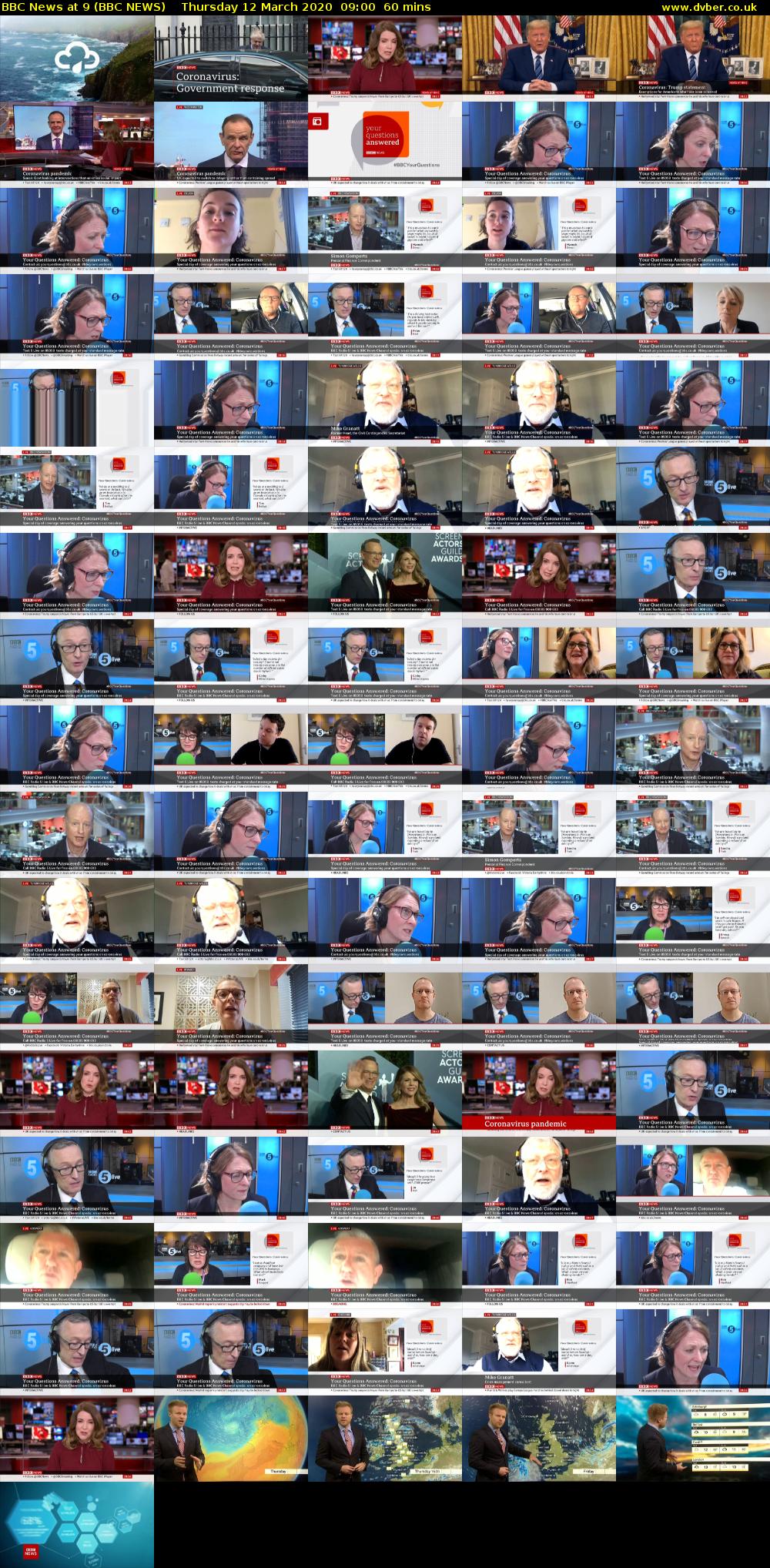 BBC News at 9 (BBC NEWS) Thursday 12 March 2020 09:00 - 10:00