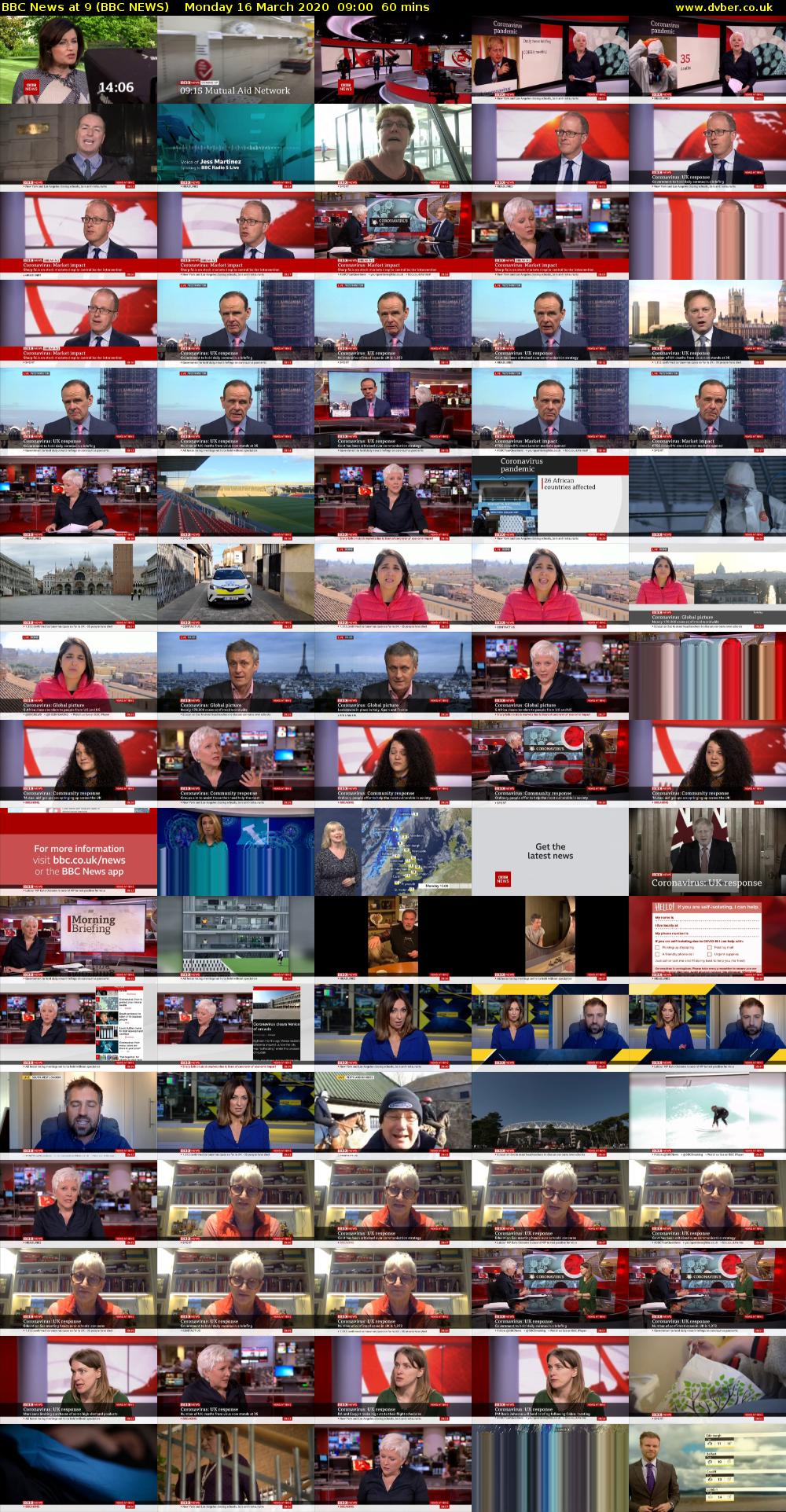 BBC News at 9 (BBC NEWS) Monday 16 March 2020 09:00 - 10:00