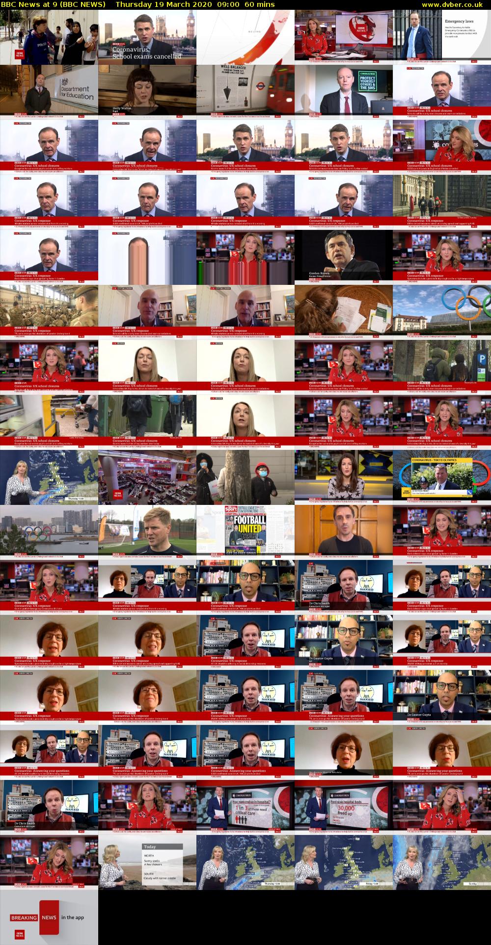 BBC News at 9 (BBC NEWS) Thursday 19 March 2020 09:00 - 10:00