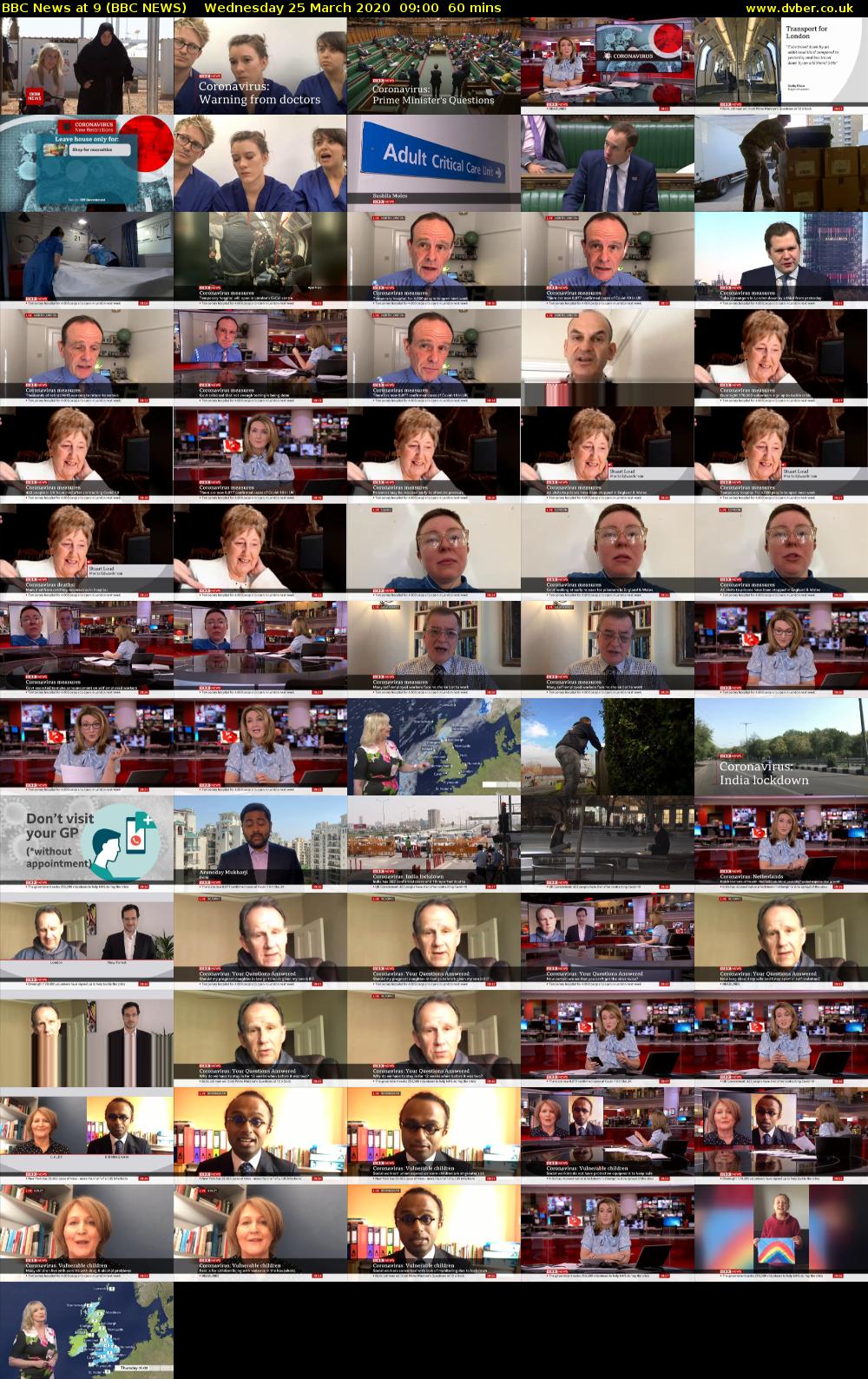 BBC News at 9 (BBC NEWS) Wednesday 25 March 2020 09:00 - 10:00