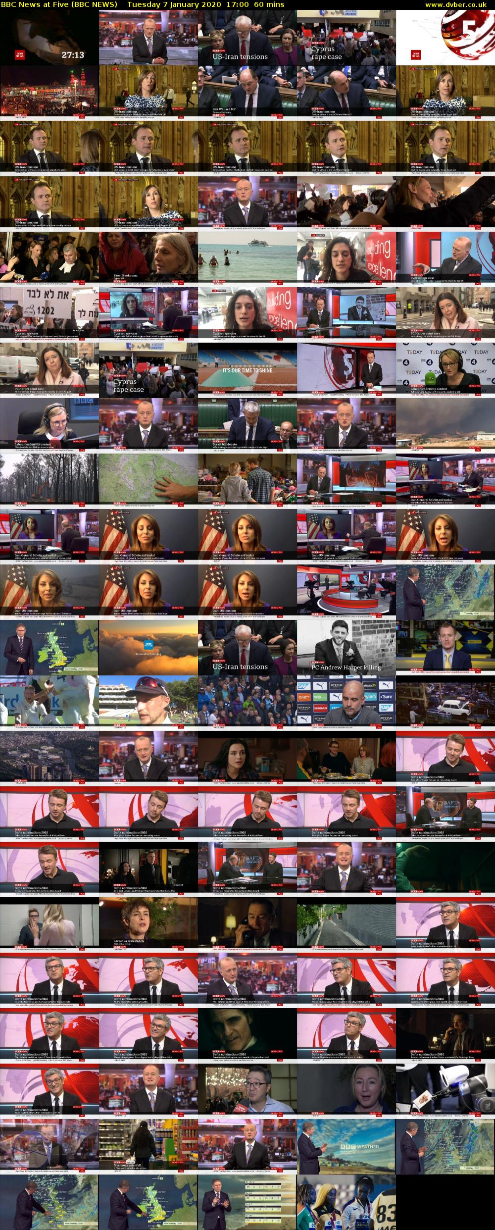 BBC News at Five (BBC NEWS) Tuesday 7 January 2020 17:00 - 18:00