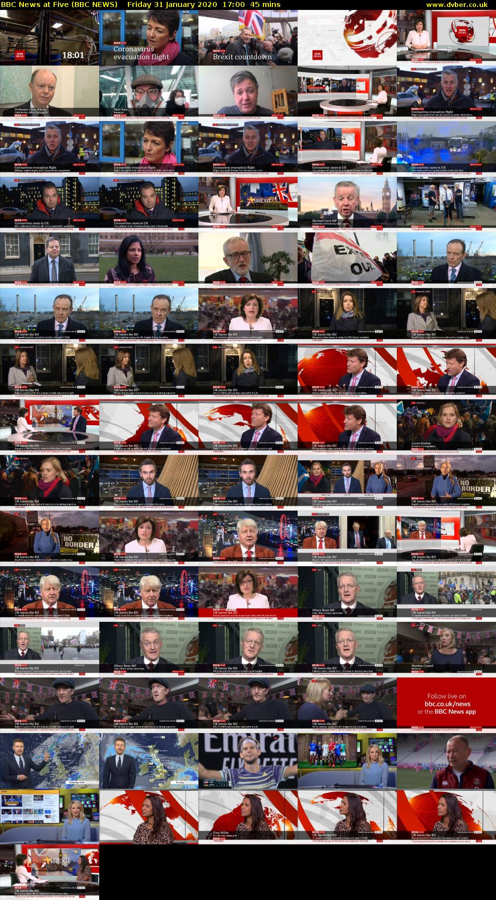 BBC News at Five (BBC NEWS) Friday 31 January 2020 17:00 - 17:45