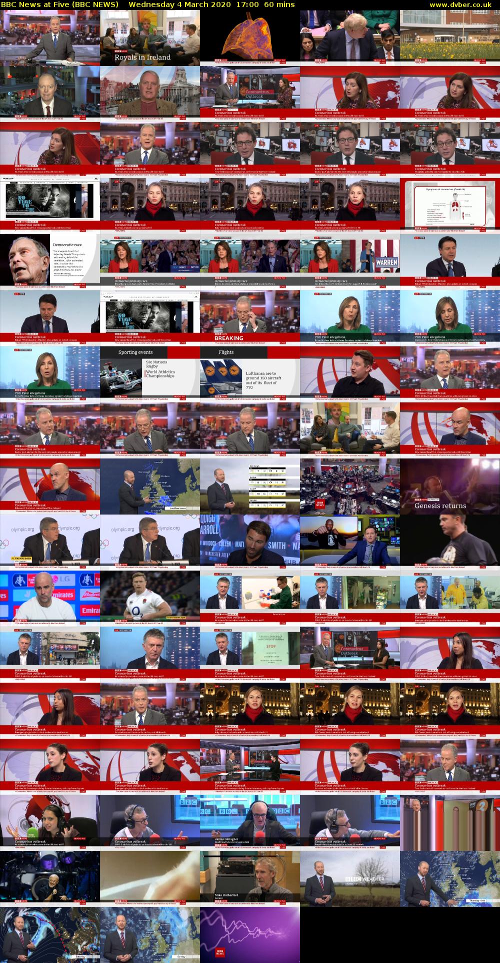 BBC News at Five (BBC NEWS) Wednesday 4 March 2020 17:00 - 18:00