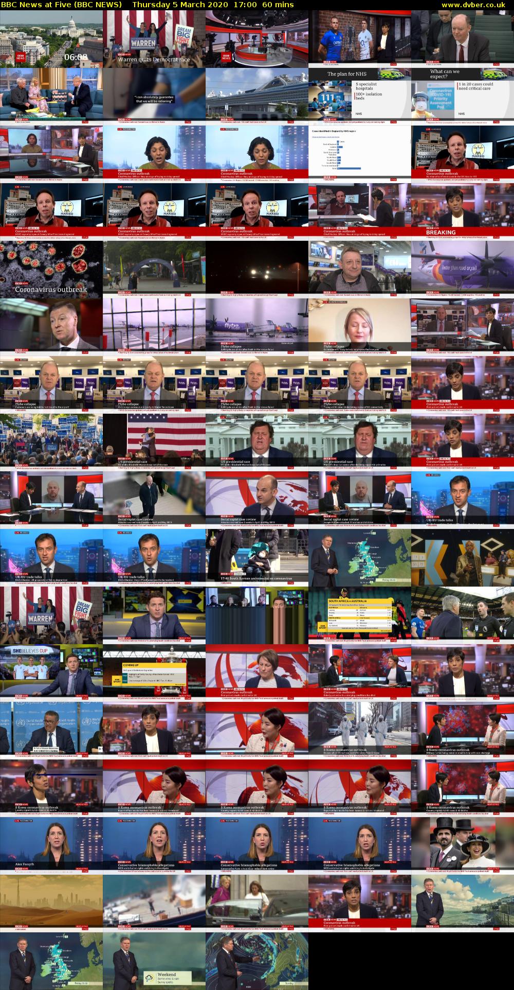 BBC News at Five (BBC NEWS) Thursday 5 March 2020 17:00 - 18:00