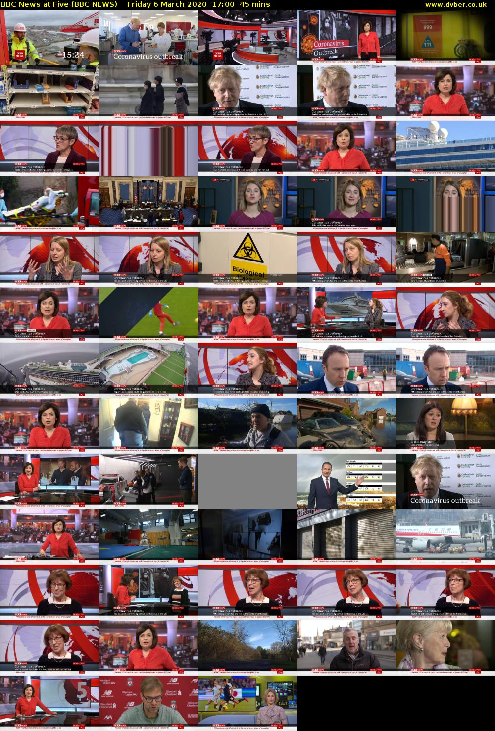 BBC News at Five (BBC NEWS) Friday 6 March 2020 17:00 - 17:45