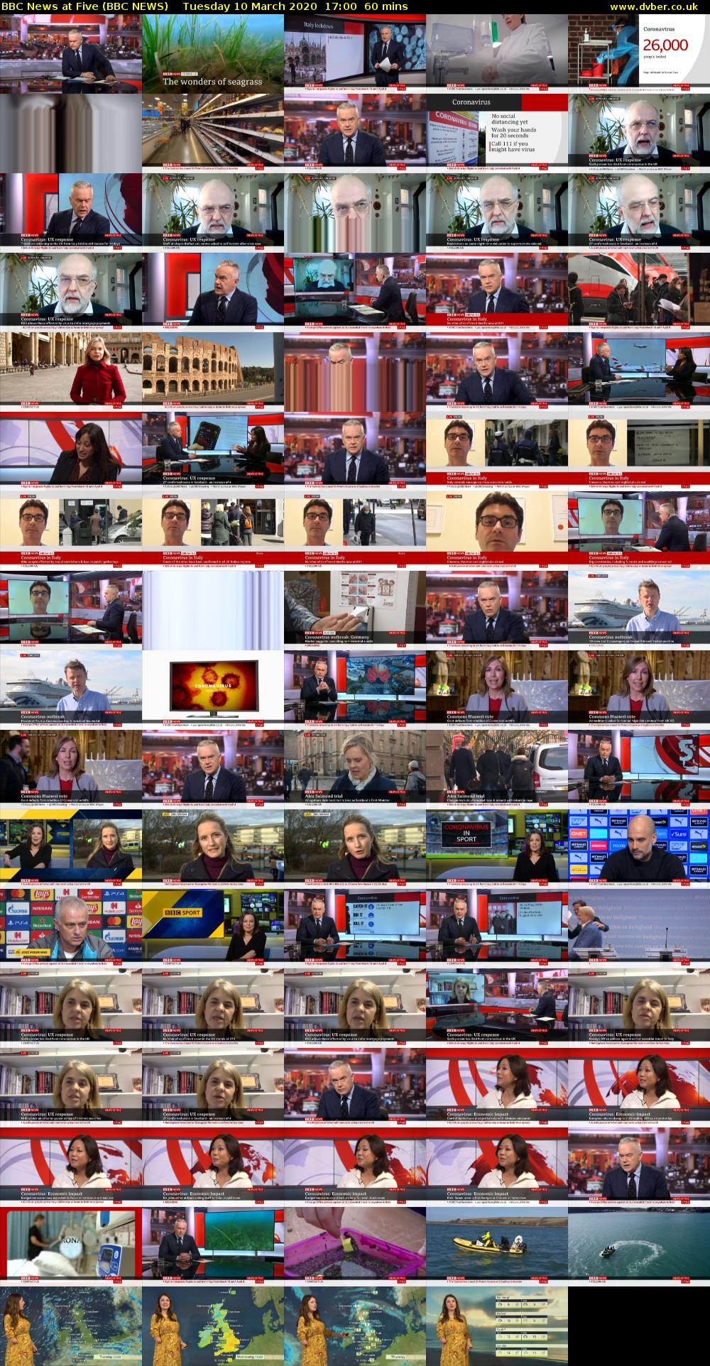 BBC News at Five (BBC NEWS) Tuesday 10 March 2020 17:00 - 18:00