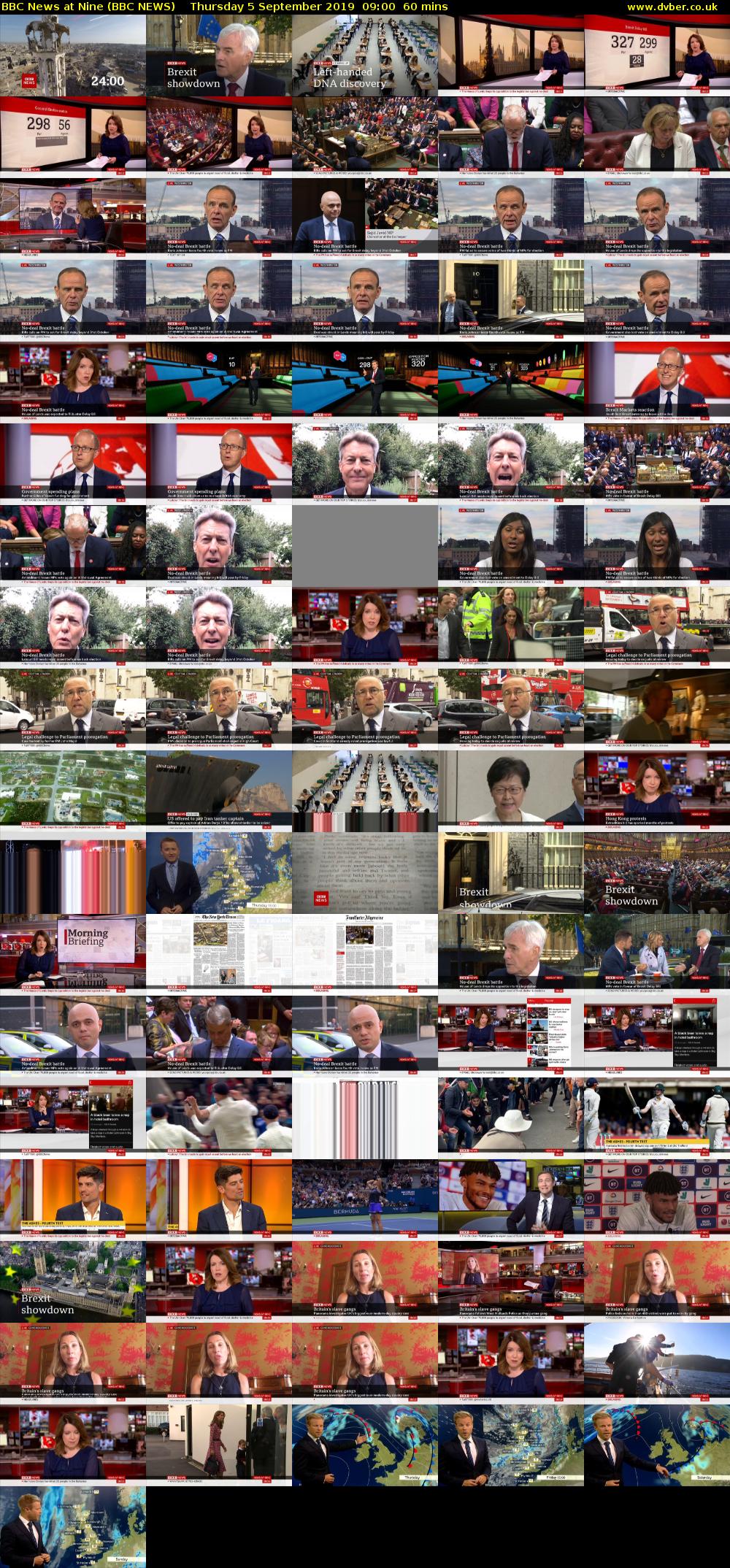 BBC News at Nine (BBC NEWS) Thursday 5 September 2019 09:00 - 10:00