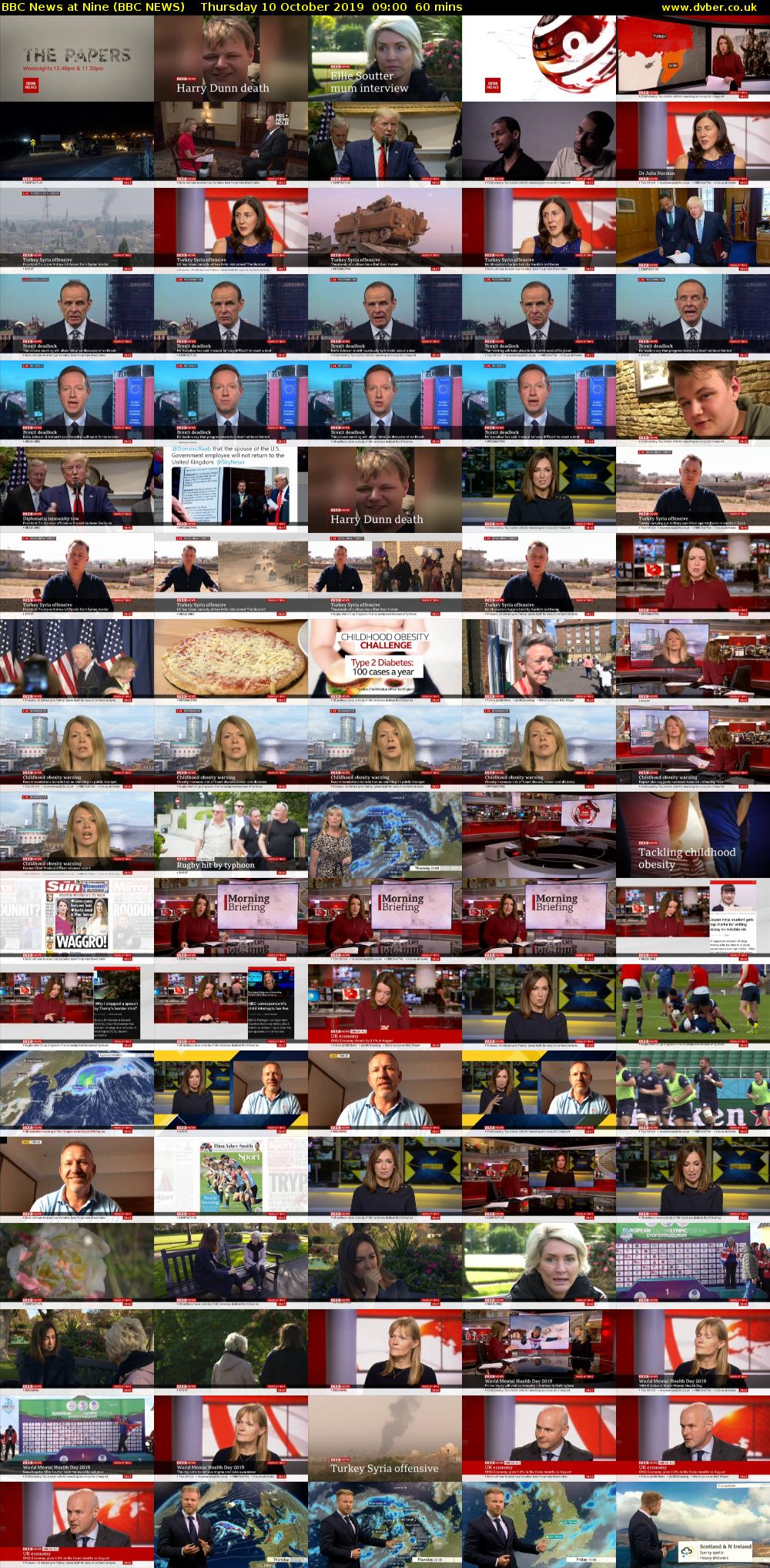 BBC News at Nine (BBC NEWS) Thursday 10 October 2019 09:00 - 10:00