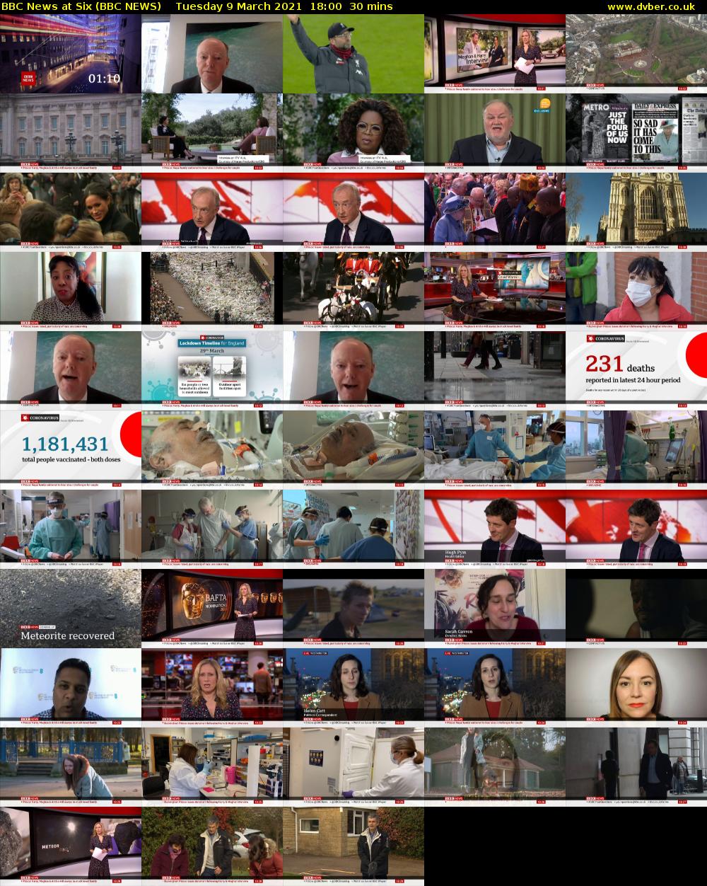 BBC News at Six (BBC NEWS) Tuesday 9 March 2021 18:00 - 18:30