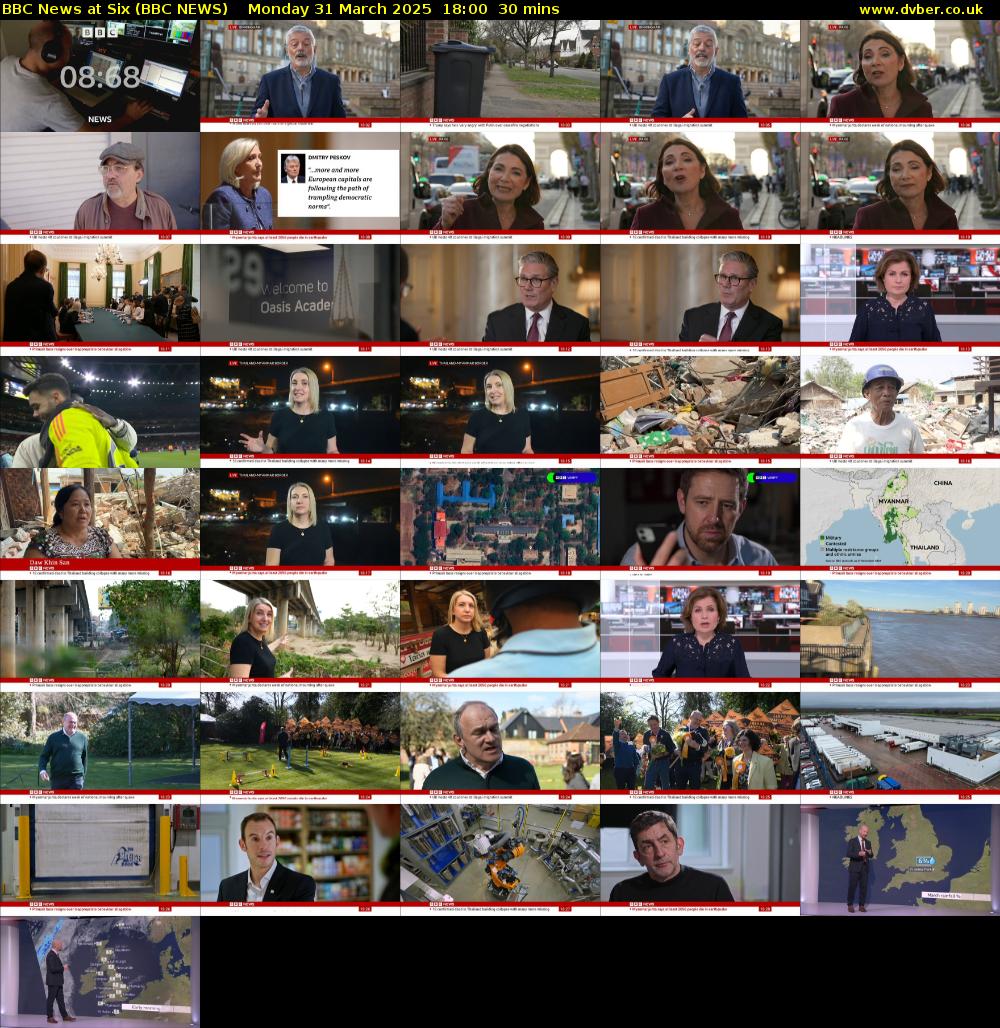 BBC News at Six (BBC NEWS) Monday 31 March 2025 18:00 - 18:30