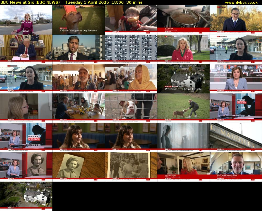 BBC News at Six (BBC NEWS) Tuesday 1 April 2025 18:00 - 18:30