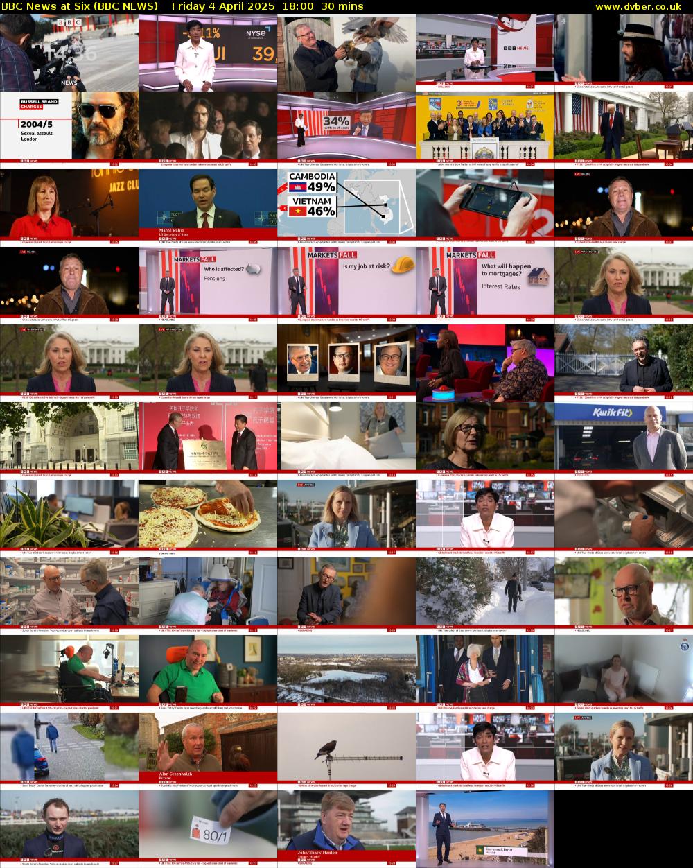 BBC News at Six (BBC NEWS) Friday 4 April 2025 18:00 - 18:30