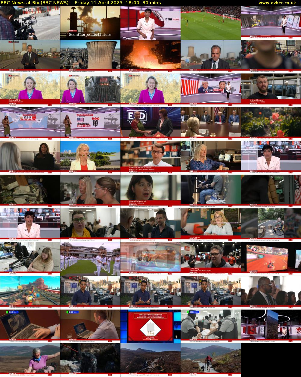 BBC News at Six (BBC NEWS) Friday 11 April 2025 18:00 - 18:30