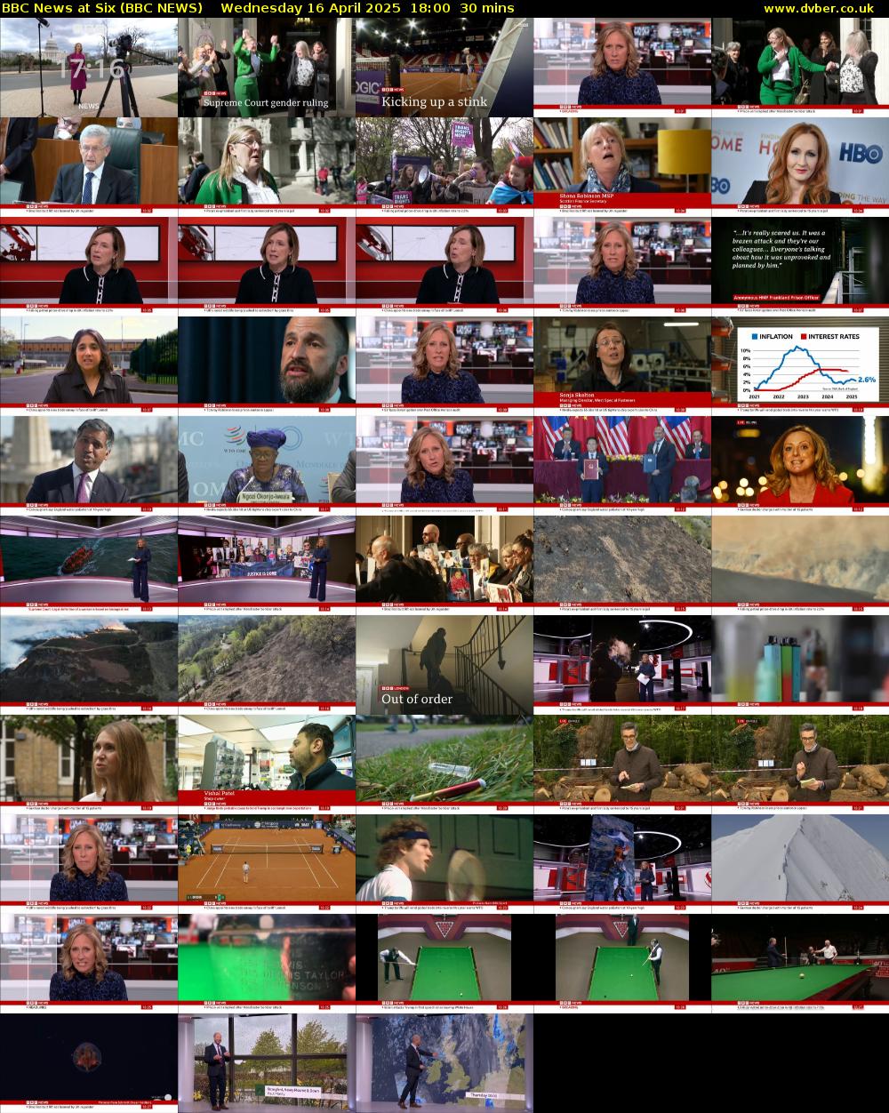 BBC News at Six (BBC NEWS) Wednesday 16 April 2025 18:00 - 18:30