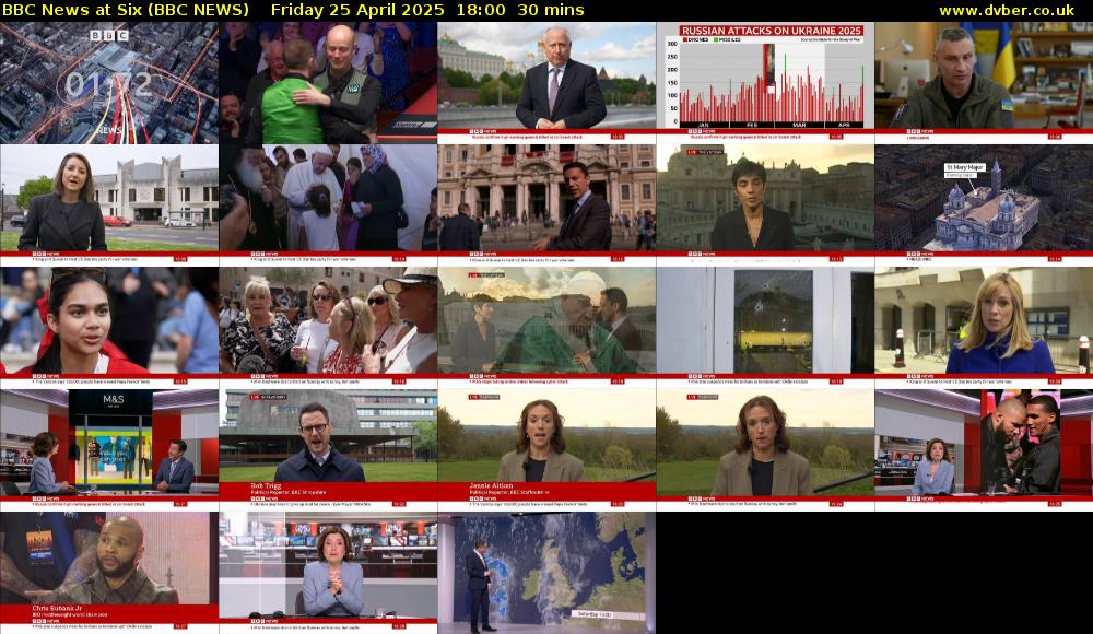 BBC News at Six (BBC NEWS) Friday 25 April 2025 18:00 - 18:30