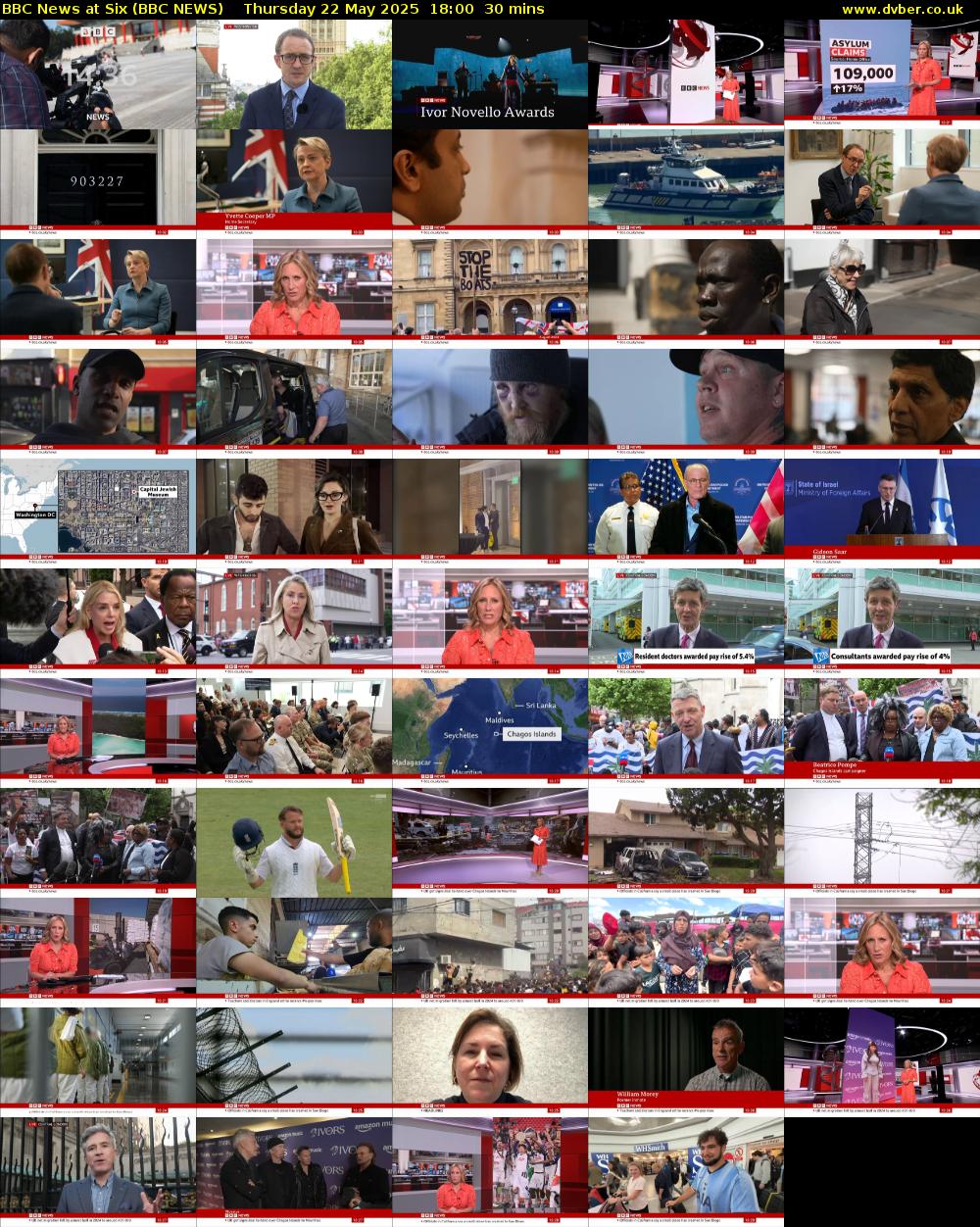 BBC News at Six (BBC NEWS) Thursday 22 May 2025 18:00 - 18:30