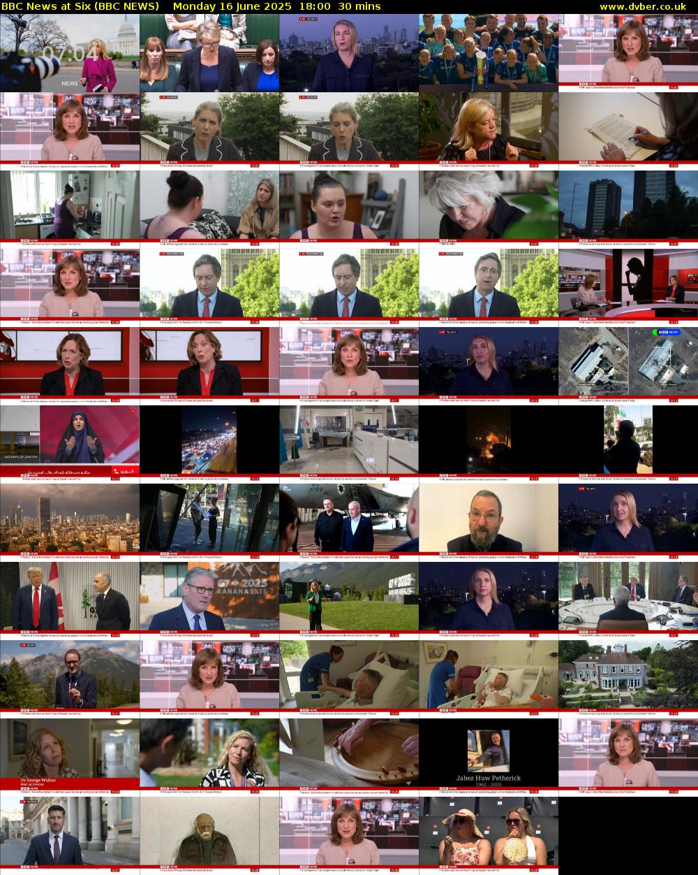 BBC News at Six (BBC NEWS) Monday 16 June 2025 18:00 - 18:30