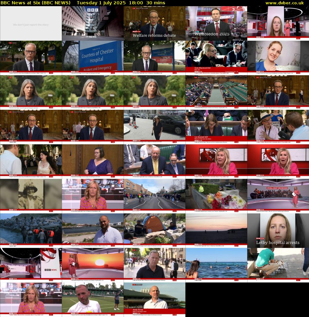 BBC News at Six (BBC NEWS) Tuesday 1 July 2025 18:00 - 18:30