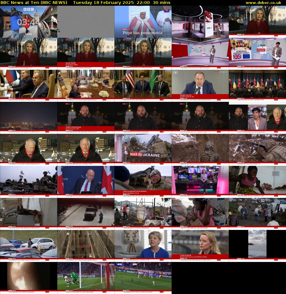 BBC News at Ten (BBC NEWS) Tuesday 18 February 2025 22:00 - 22:30