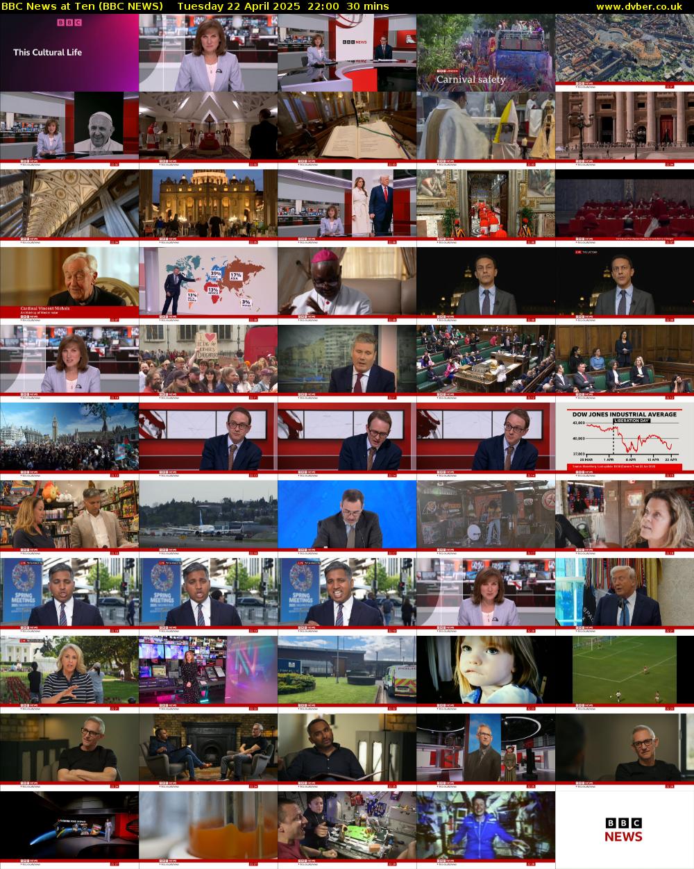 BBC News at Ten (BBC NEWS) Tuesday 22 April 2025 22:00 - 22:30