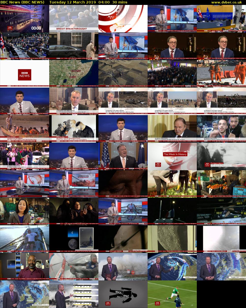 BBC News (BBC NEWS) Tuesday 12 March 2019 04:00 - 04:30