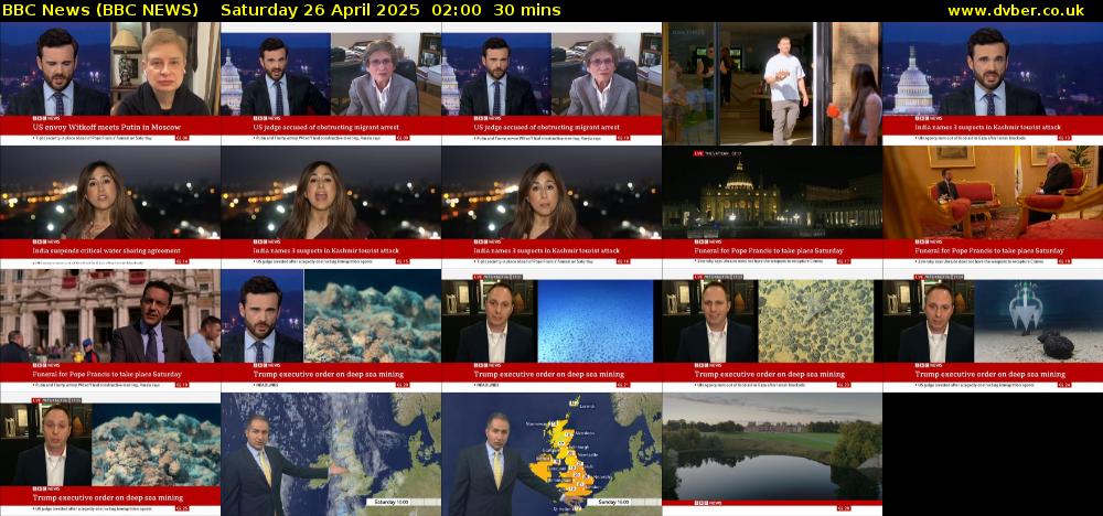 BBC News (BBC NEWS) Saturday 26 April 2025 02:00 - 02:30