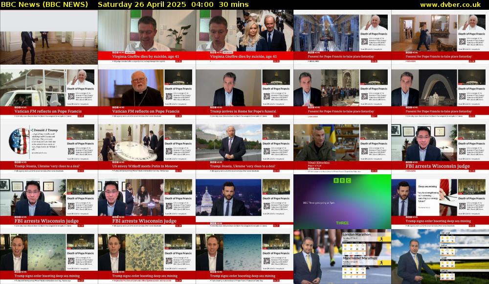 BBC News (BBC NEWS) Saturday 26 April 2025 04:00 - 04:30