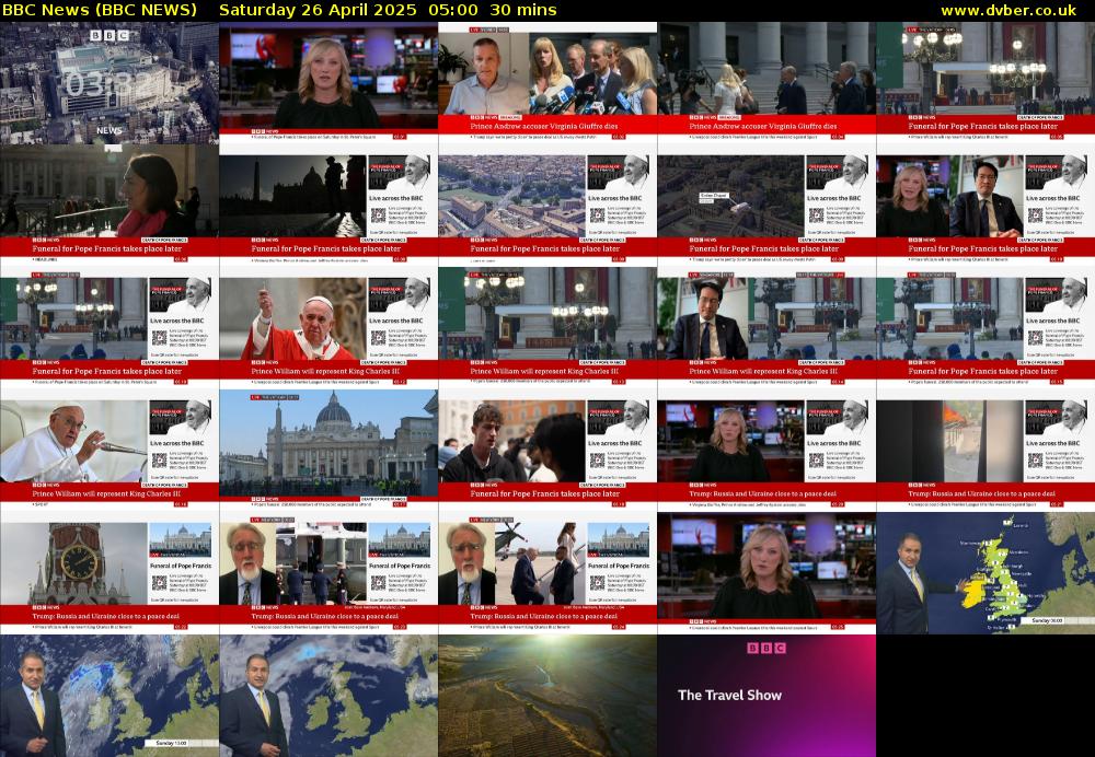 BBC News (BBC NEWS) Saturday 26 April 2025 05:00 - 05:30