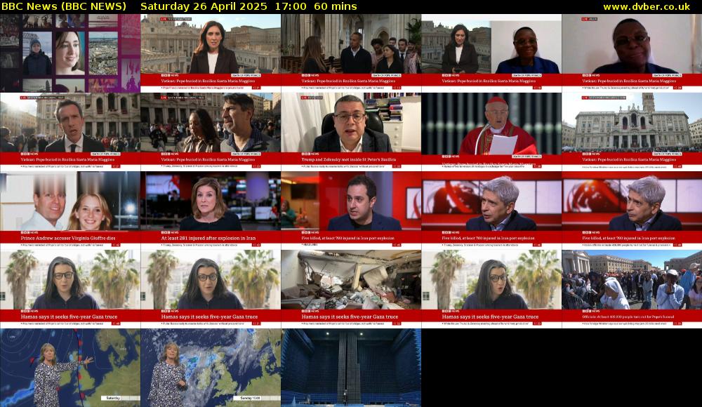 BBC News (BBC NEWS) Saturday 26 April 2025 17:00 - 18:00