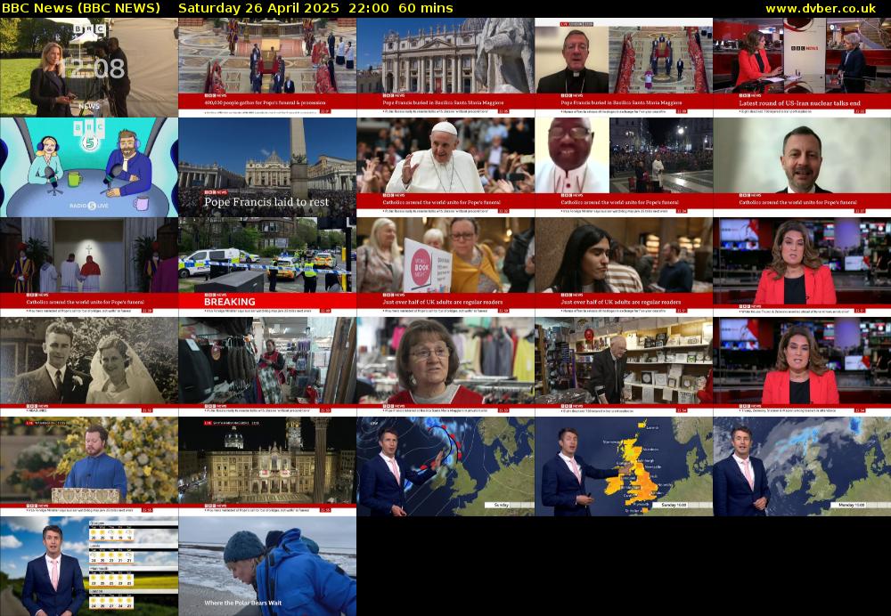 BBC News (BBC NEWS) Saturday 26 April 2025 22:00 - 23:00