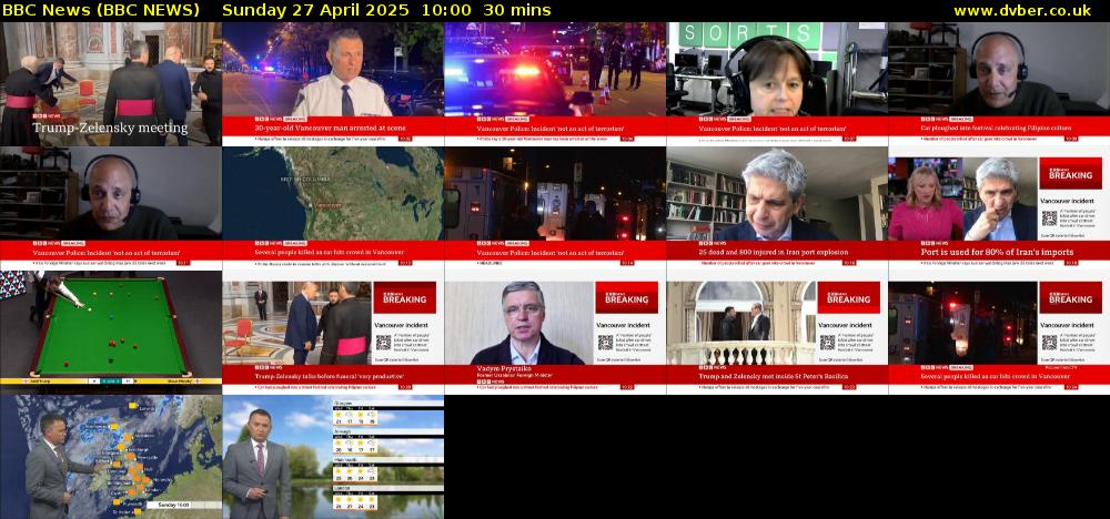 BBC News (BBC NEWS) Sunday 27 April 2025 10:00 - 10:30
