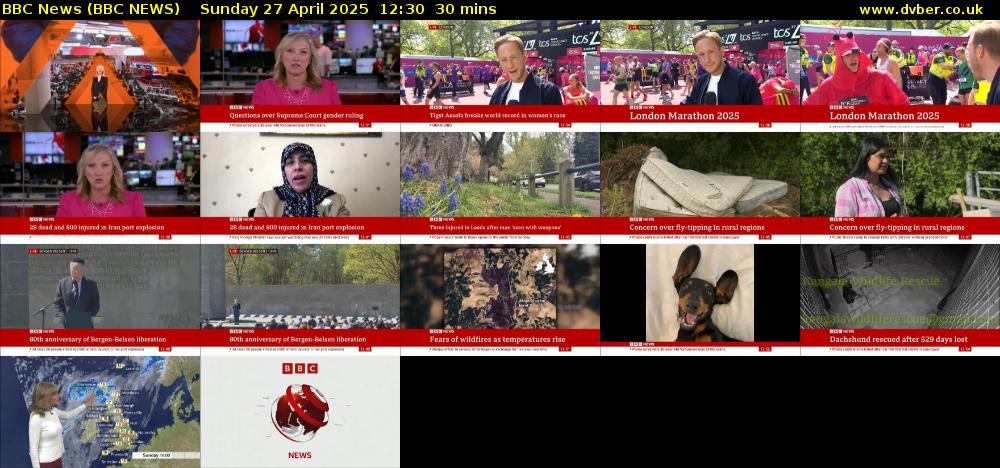 BBC News (BBC NEWS) Sunday 27 April 2025 12:30 - 13:00